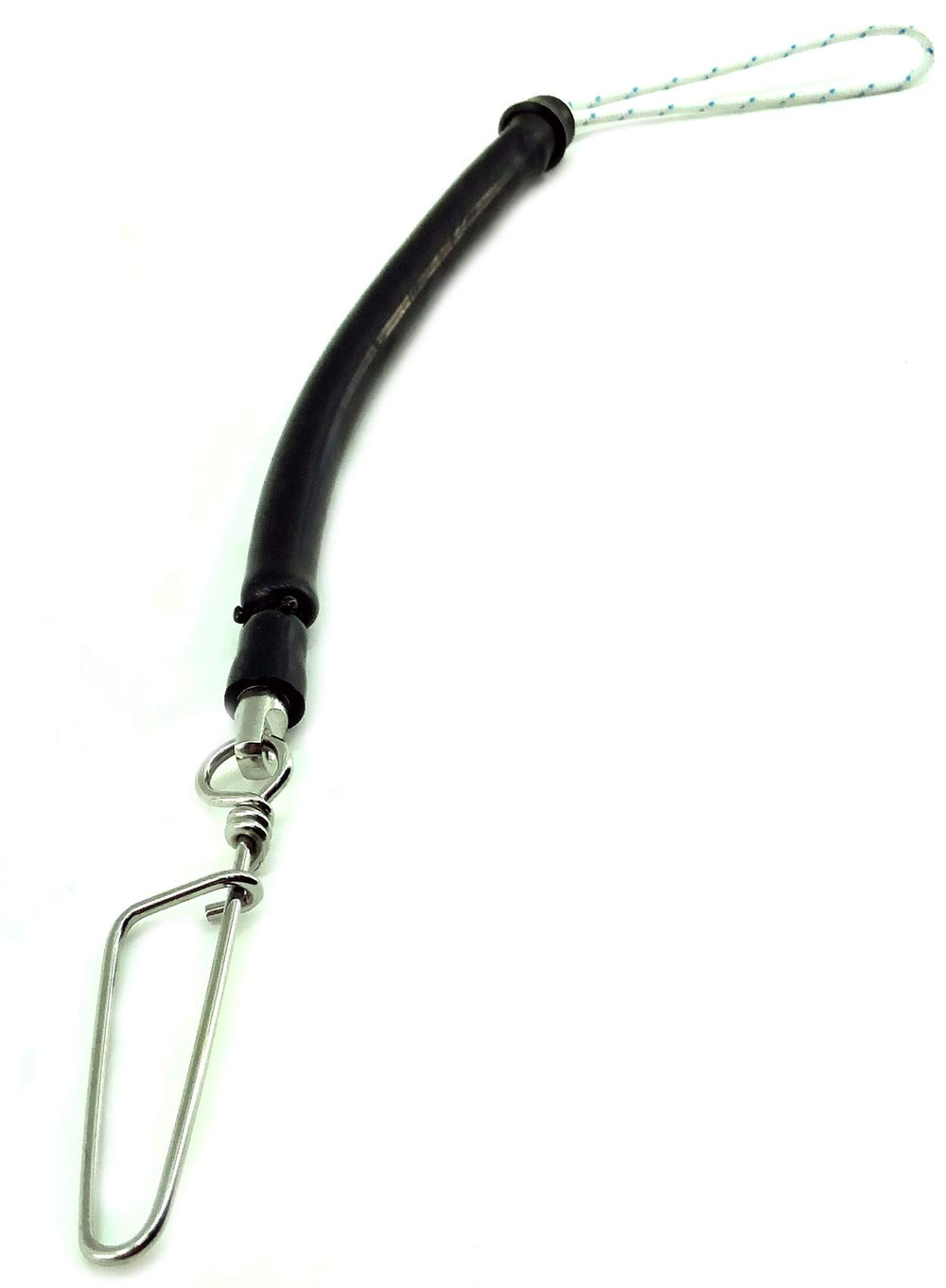 SPEARFISHING WORLD 3/8-inch bungee cord with pigtail snapclip for secure quick attachment.