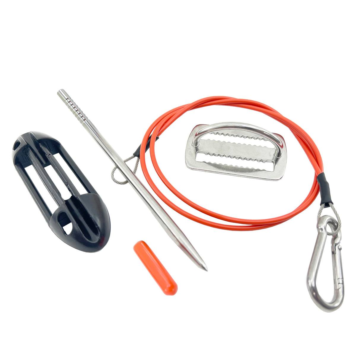 SPEARFISHING WORLD fish stringer with cable and carabiner keeps catch secure during dives