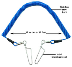 Spearfishing World stainless steel swivel clip close-up showing secure attachment