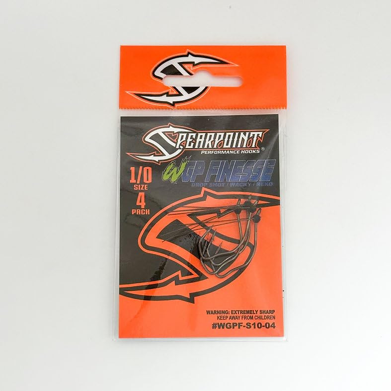 Spearpoint Weedless GP Finesse hook close-up with VGrip design for precise finesse fishing.