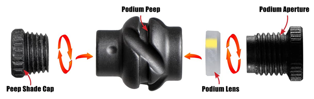 Specialty Archery Podium Peep Black protected lens shields clarifier on both sides