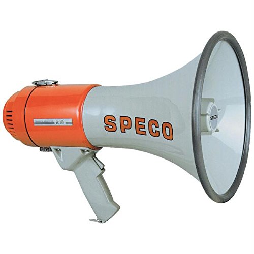 Speco Tech ER370 deluxe megaphone with siren, front view, enhances outdoor announcements and crowd management.