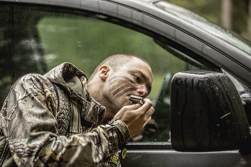 Three camo color sticks: forest green, mud brown, and flat black for custom patterns