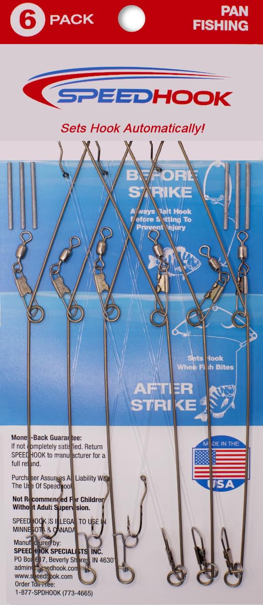 SPEEDHOOK 6-pack spring-loaded fishing hook in stainless steel