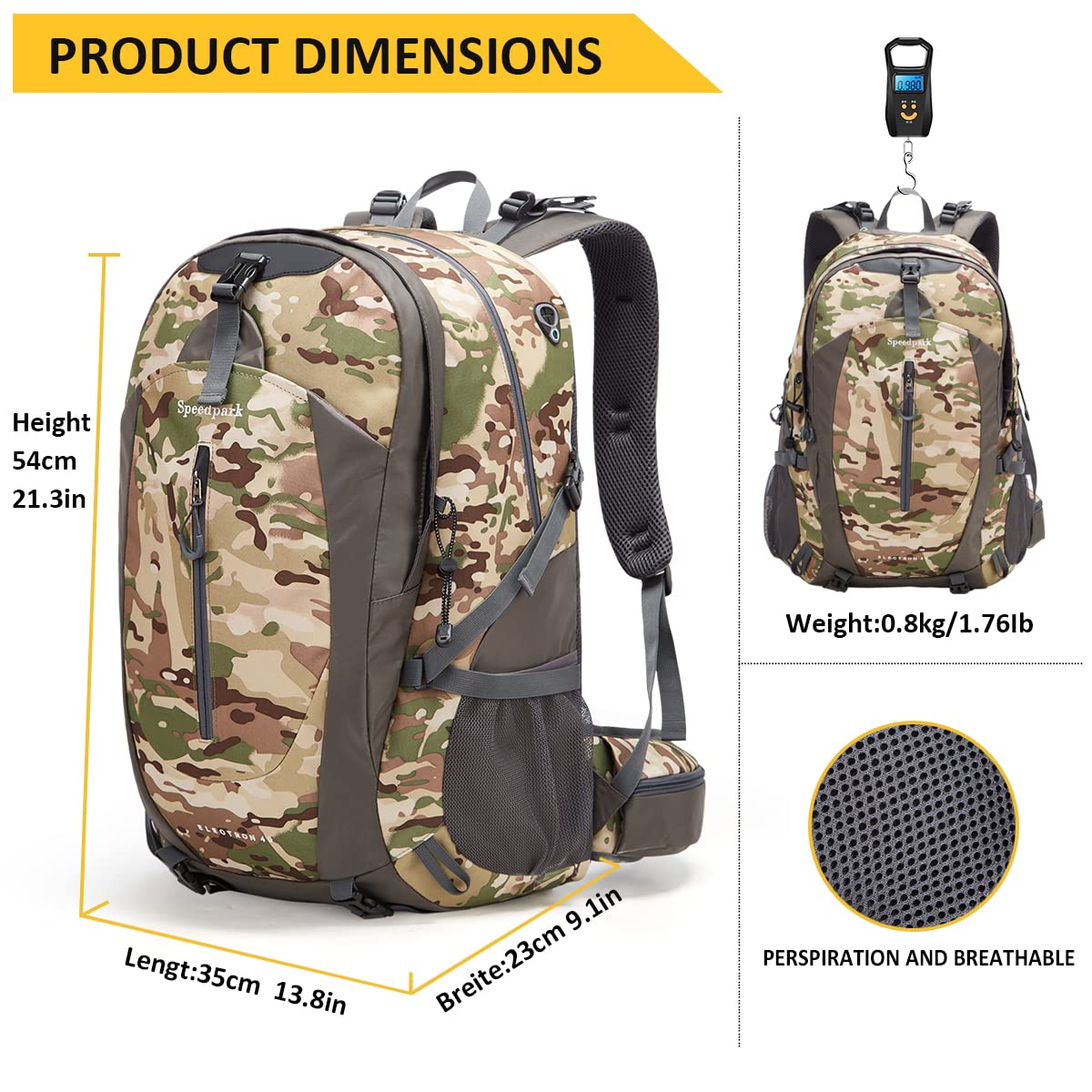 SpeedPARK 40L hiking backpack front pockets for quick access maps and gadgets