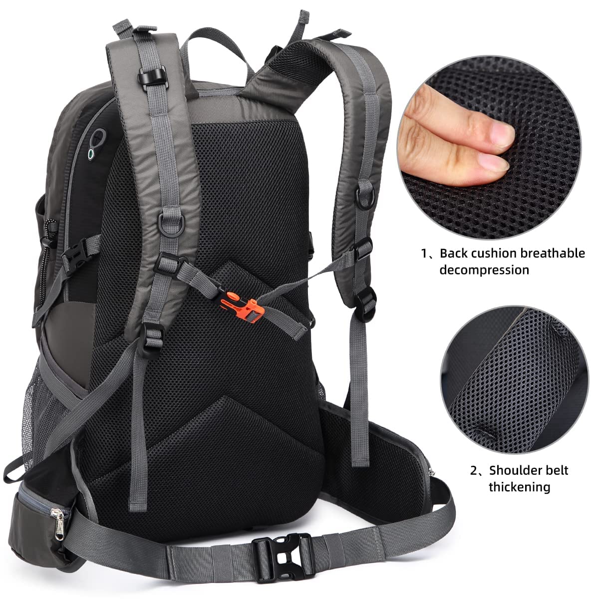 SPEEDPARK 40L backpack back panel with breathable mesh enhances comfort.