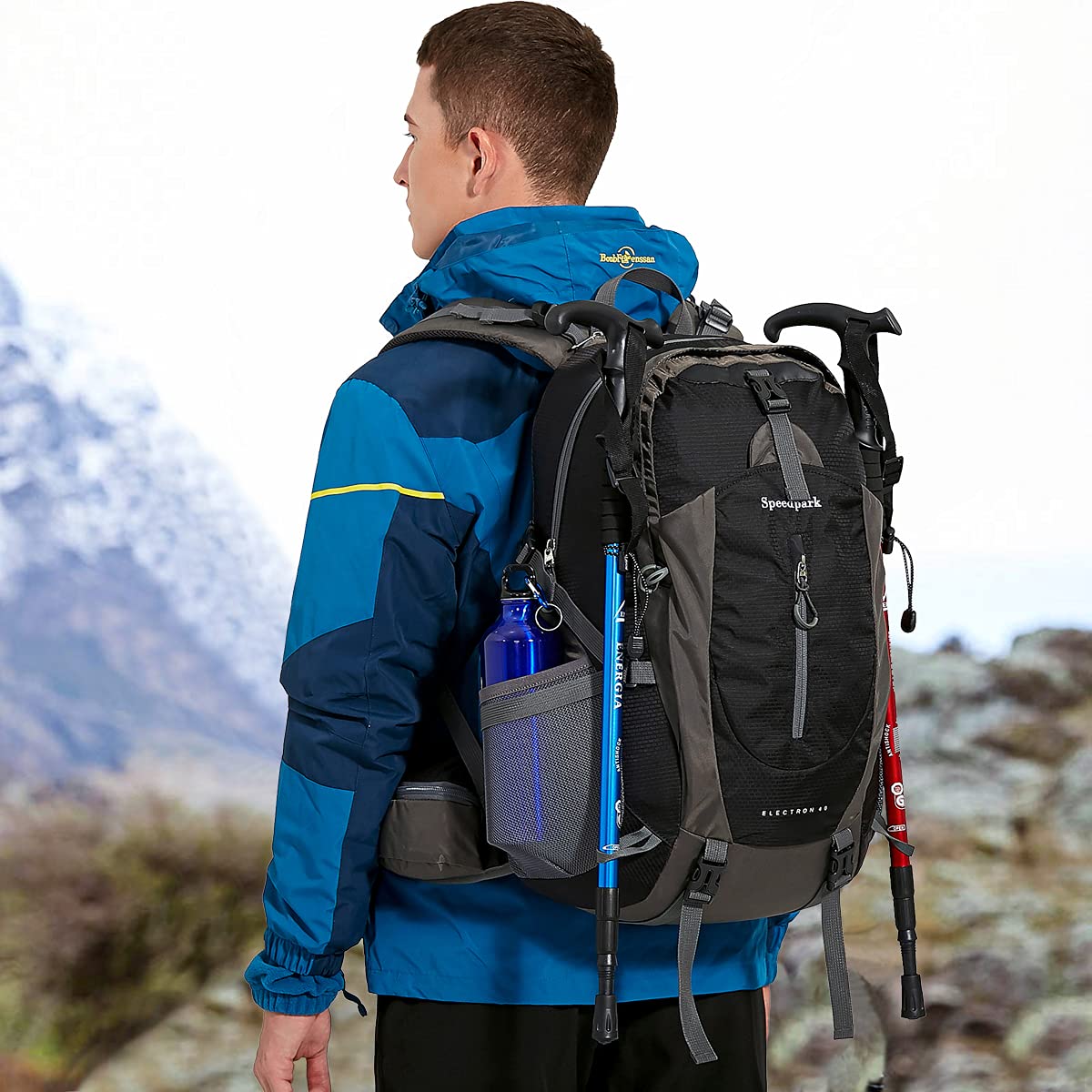 SPEEDPARK 40L hiking backpack front pocket provides quick access to essentials.