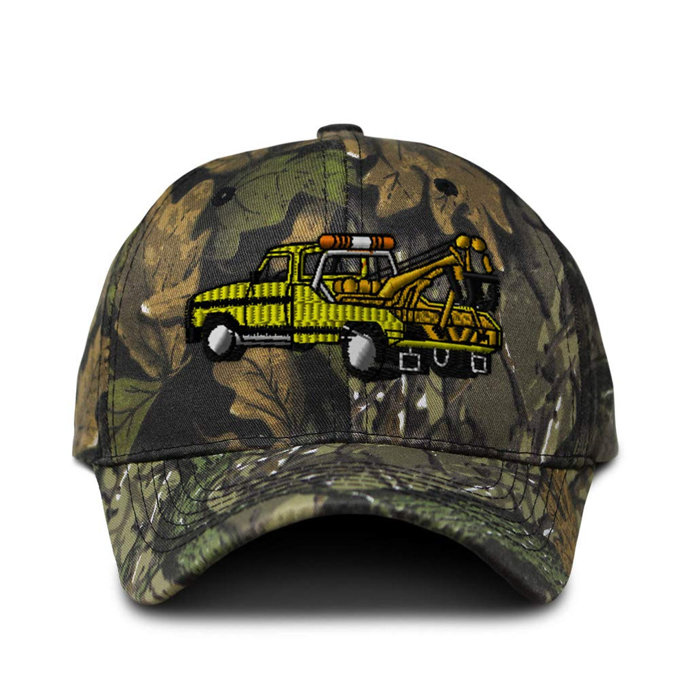 Speedy Pros camo baseball cap with tow-truck embroidery for durable outdoor wear