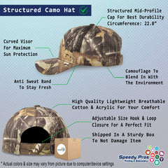 Speedy Pros camo baseball cap with Deutschland emblem for hiking.