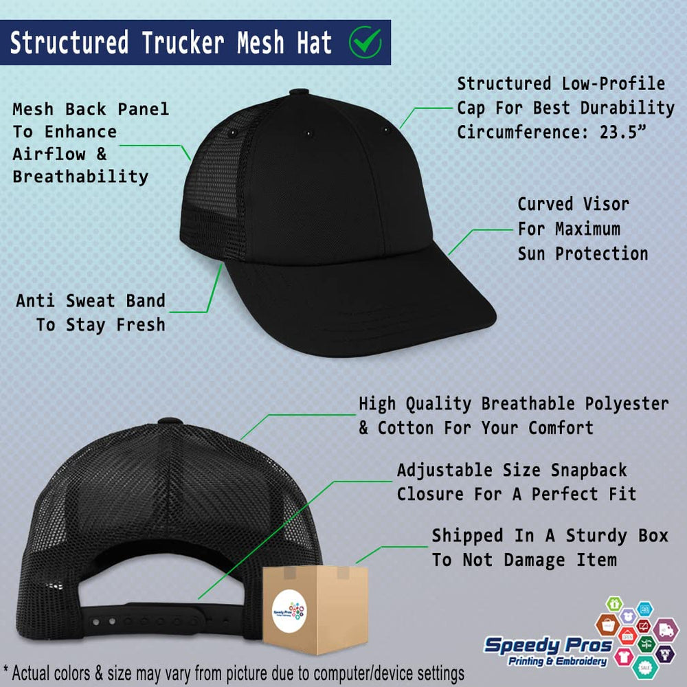 Speedy Pros Ecuador trucker hat back view with adjustable snapback