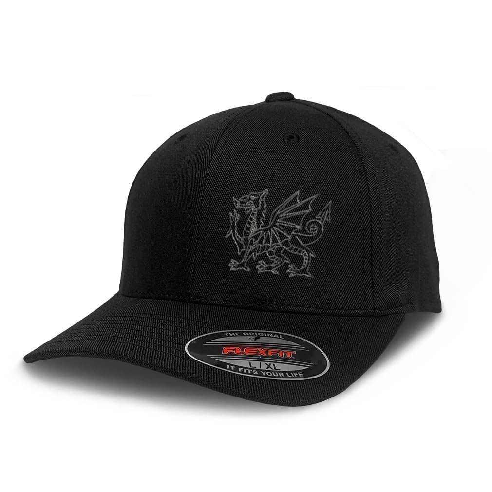 Speedy Pros flexfit hat with Welsh dragon left panel embroidery for everyday style and durability