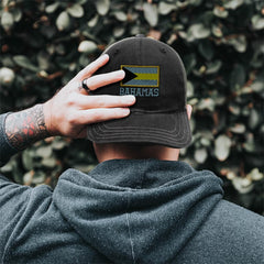 Speedy Pros Richardson cap close-up shows crisp Bahamas embroidery for durability.