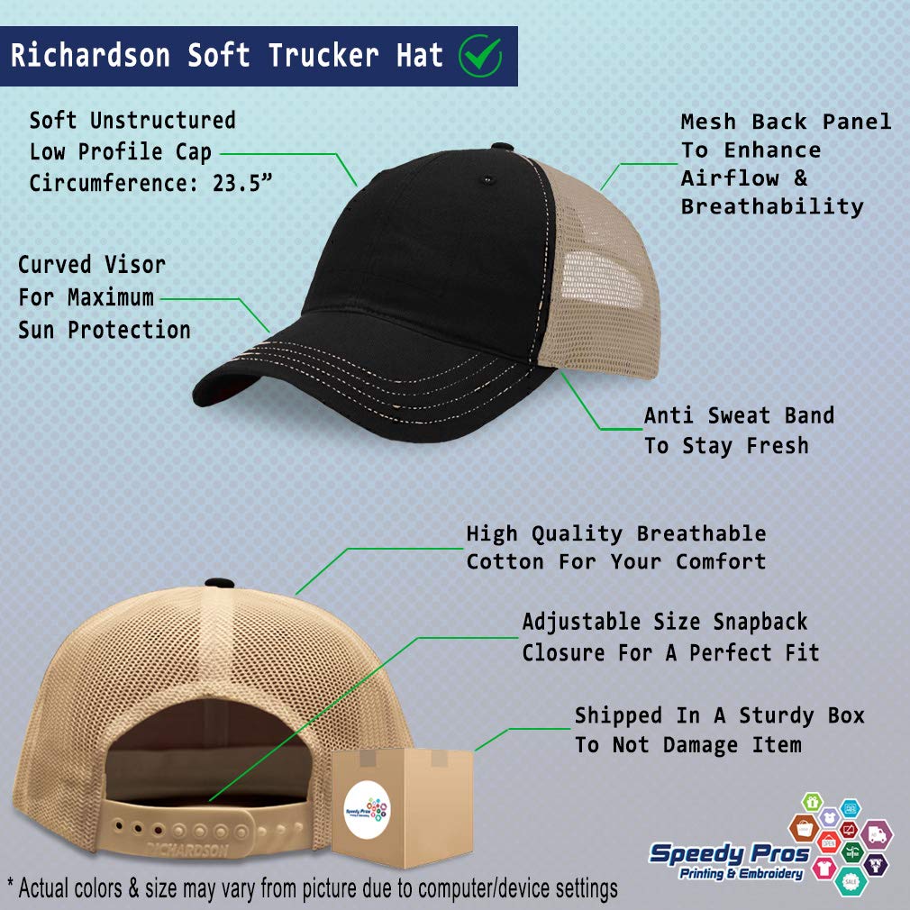 Speedy Pros Richardson Trucker Hat back view showing adjustable snapback for secure fit.
