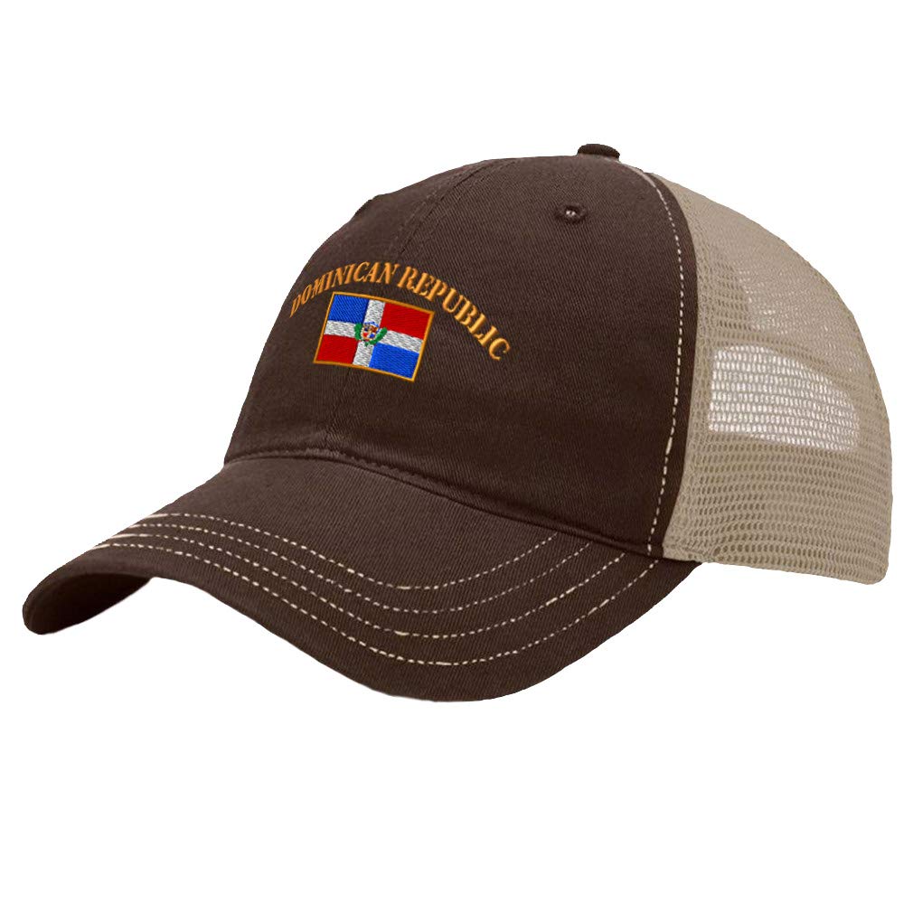 Speedy Pros Richardson hat front shows Dominican Republic flag embroidery for bold daily styling.