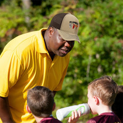 Richardson trucker hat provides breathable comfort with a pre-curved bill for a secure fit