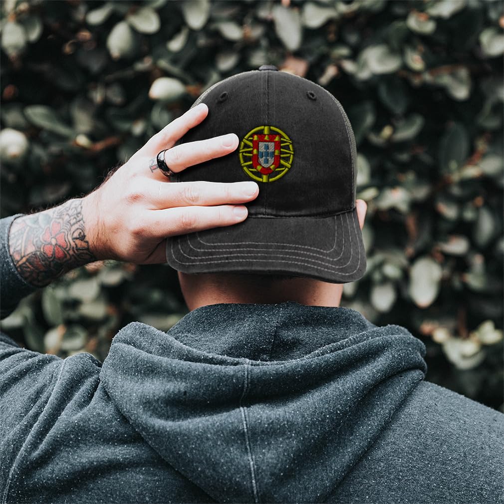 Speedy Pros trucker hat with embroidery from side view, breathable mesh back.
