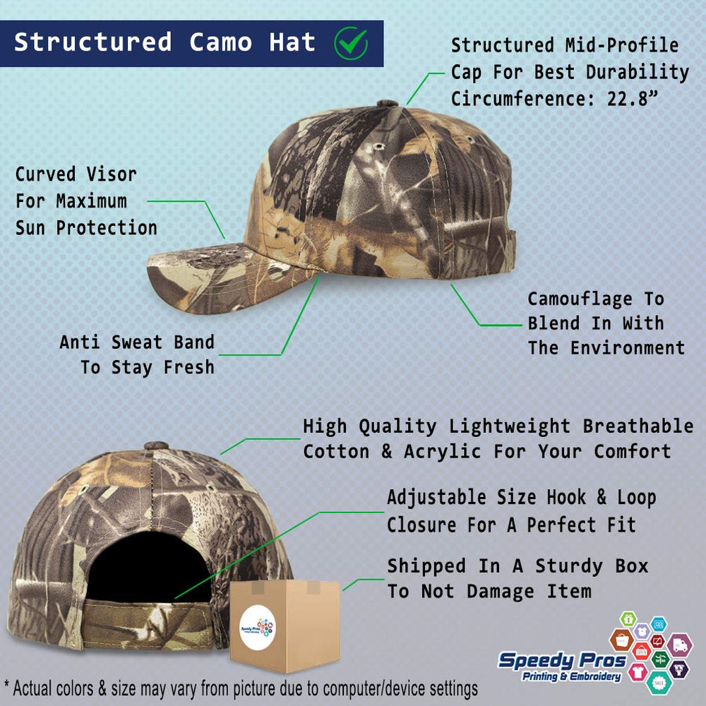Speedy Pros camo baseball cap unisex fit for hiking and hunting comfort.
