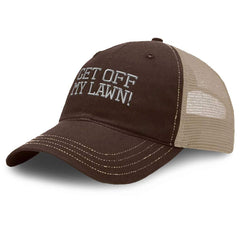 Speedy Pros Richardson Trucker with Get Off My Lawn embroidery for bold everyday style.
