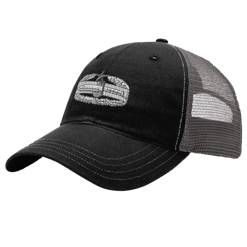 Speedy Pros trucker hat with Combat Action Badge embroidery for durable everyday wear.