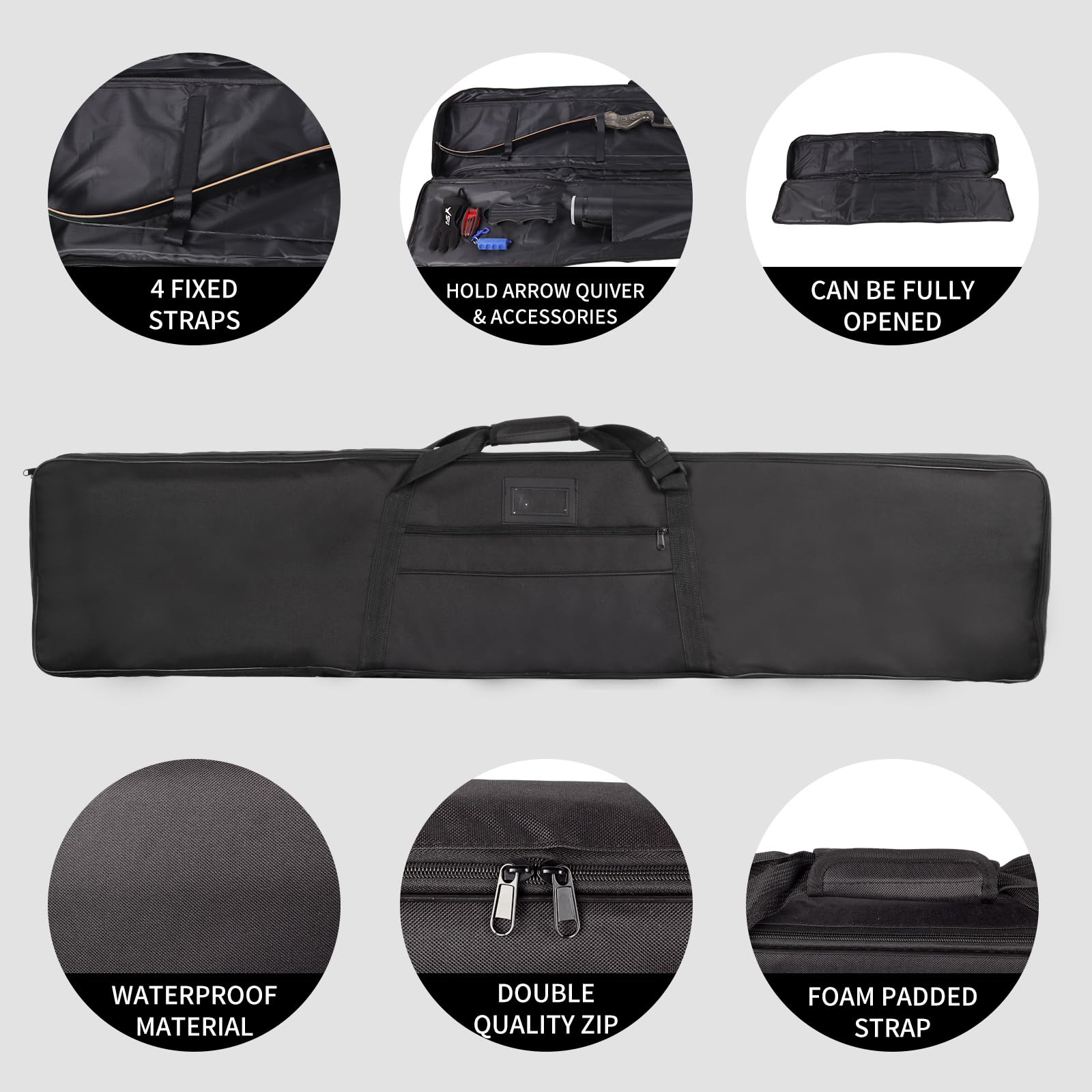 SPG archery bow case double-zip-smooth-operation enables easy access and durable closure.