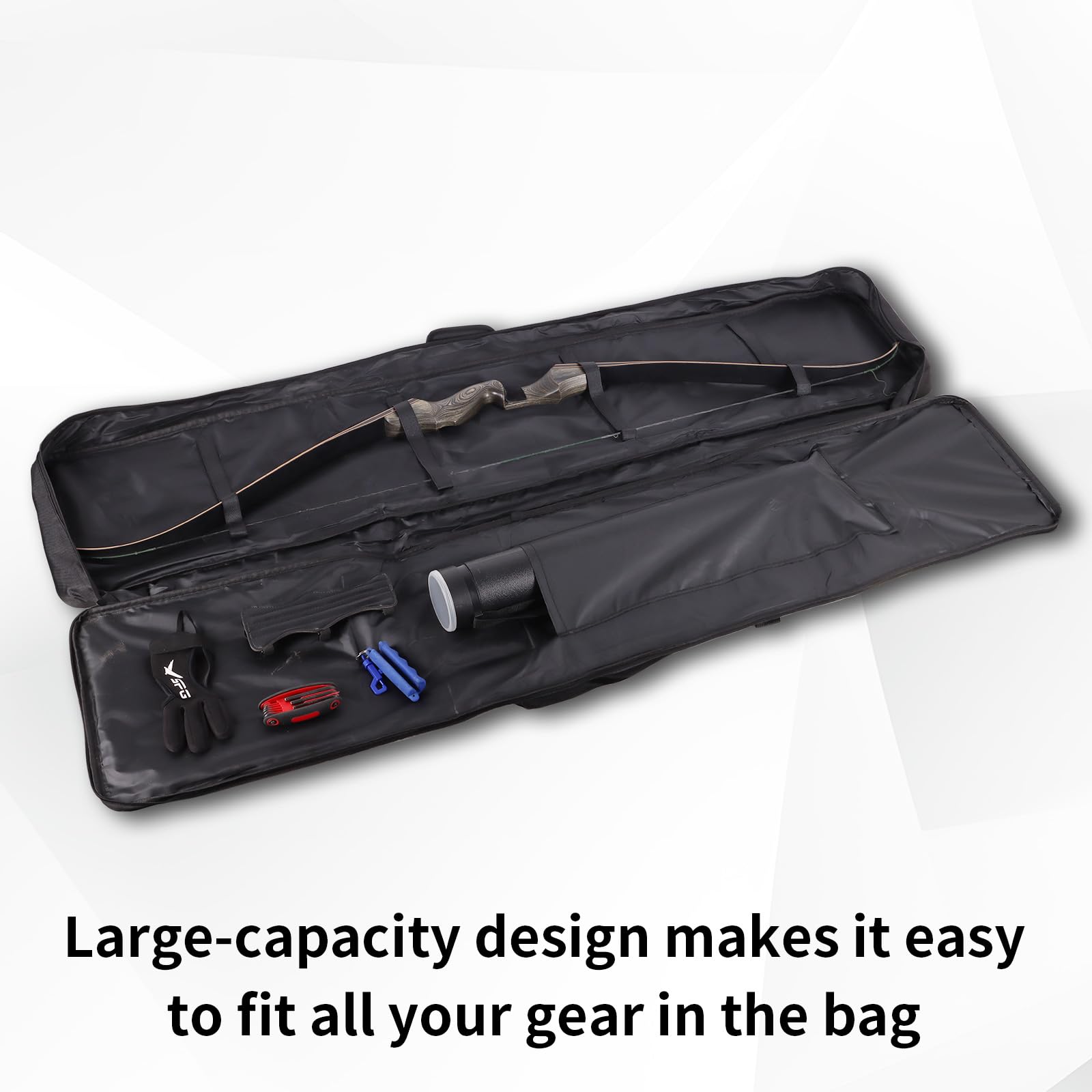 SPG archery bow case front-name-card-pocket for quick identification.