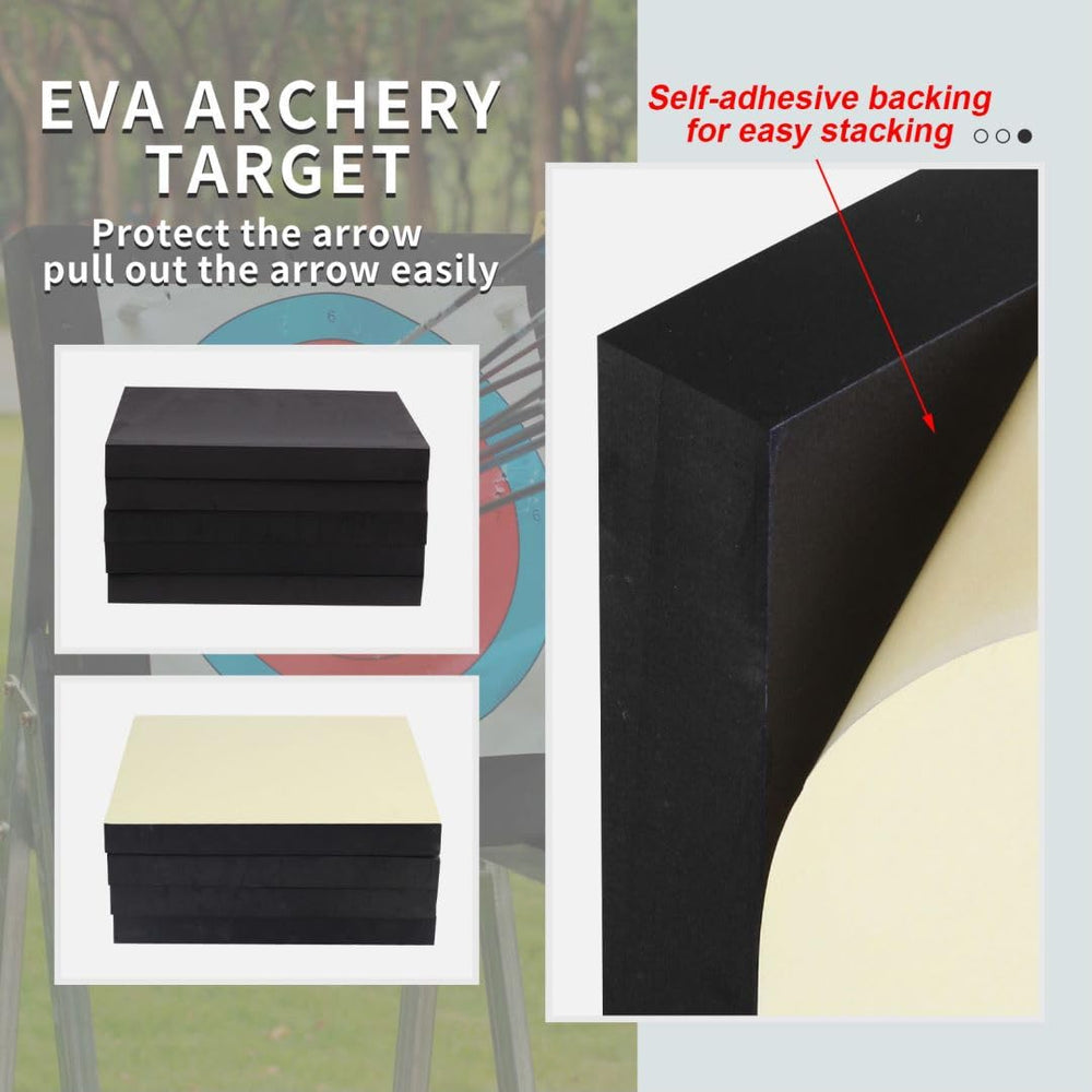 SPG archery target with self adhesive back demonstrates easy stacking and quick setup.