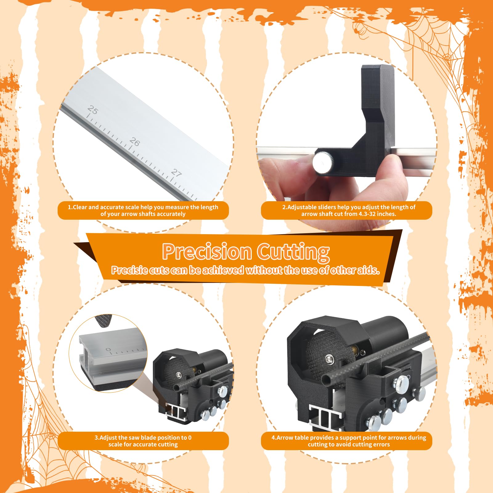 SPG Arrow Saw end slider enables stable, repeatable cutting lengths.
