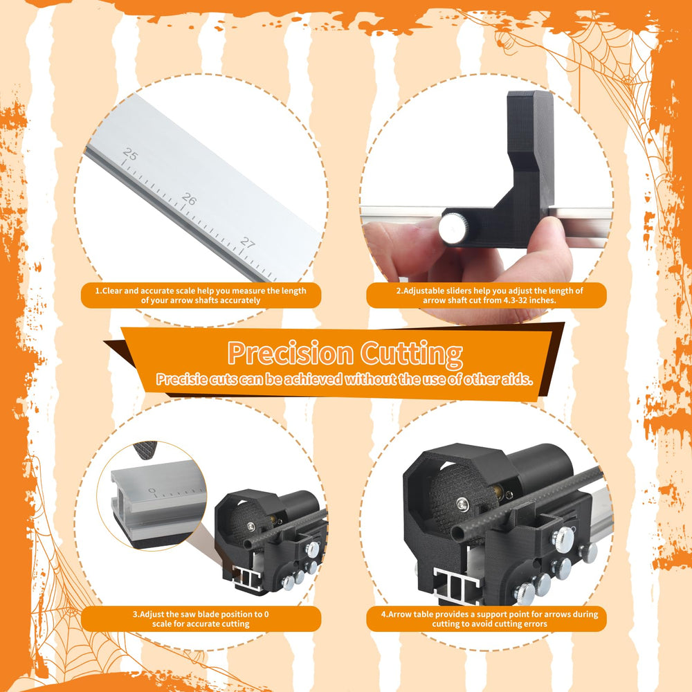 SPG Arrow Saw end slider enables stable, repeatable cutting lengths.