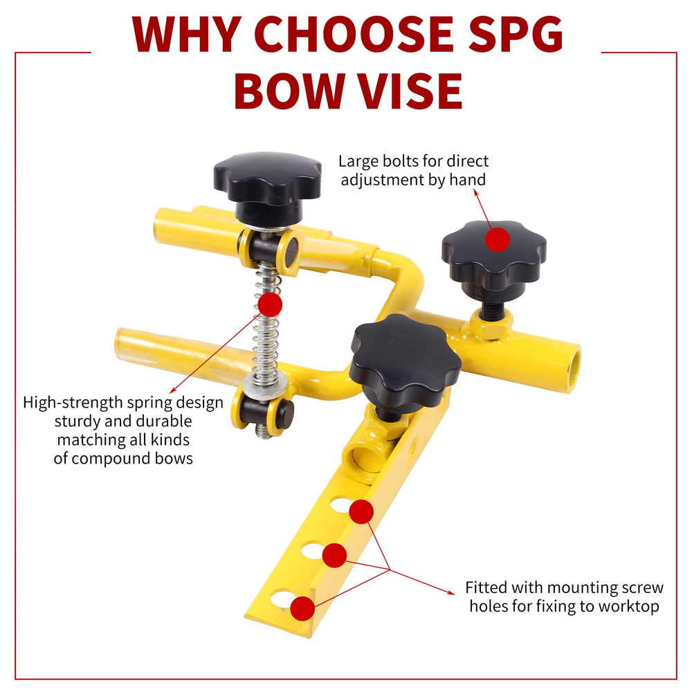 SPG Bow Vise rotatable base allows 360° orientation for various repairs.