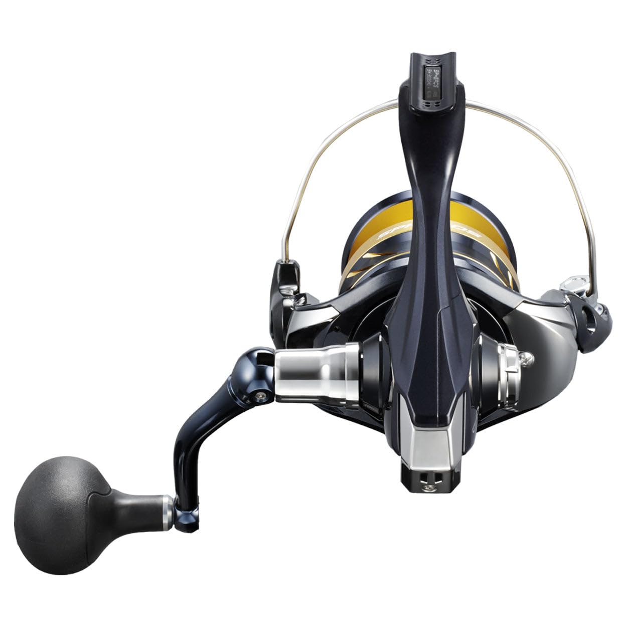SPHEROS SW A reel close-up showing HAGANE Gear and Cross Carbon Drag