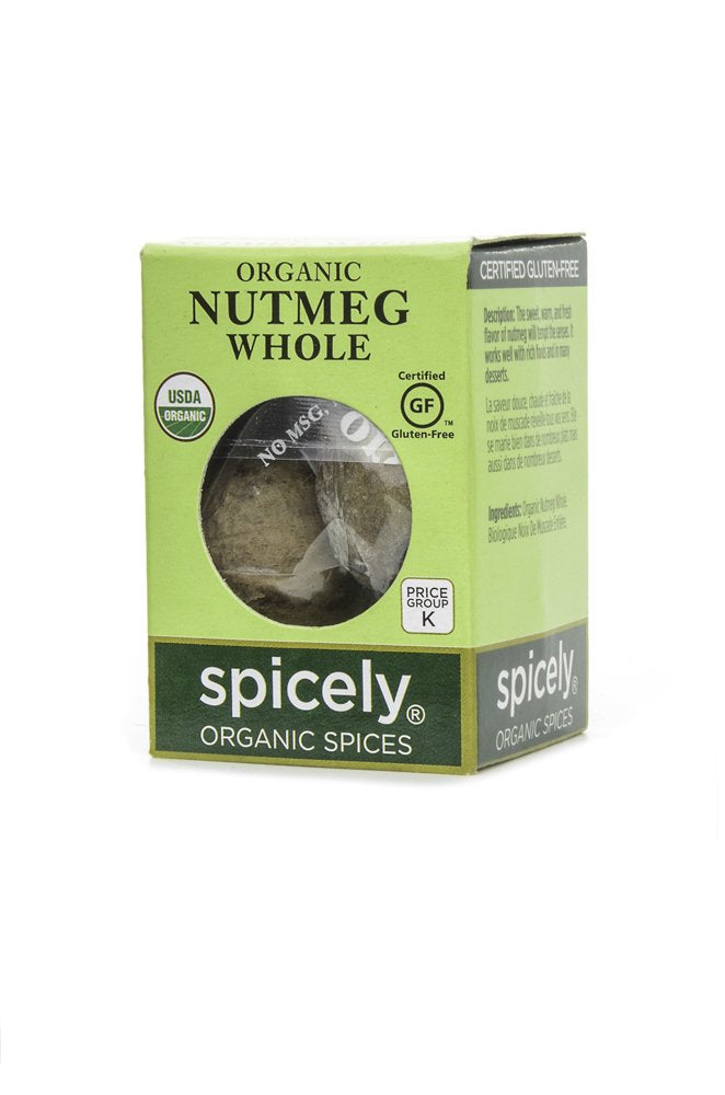 SPICELY nutmeg whole ecoBox 0.10 oz ready to grate for fresh flavor