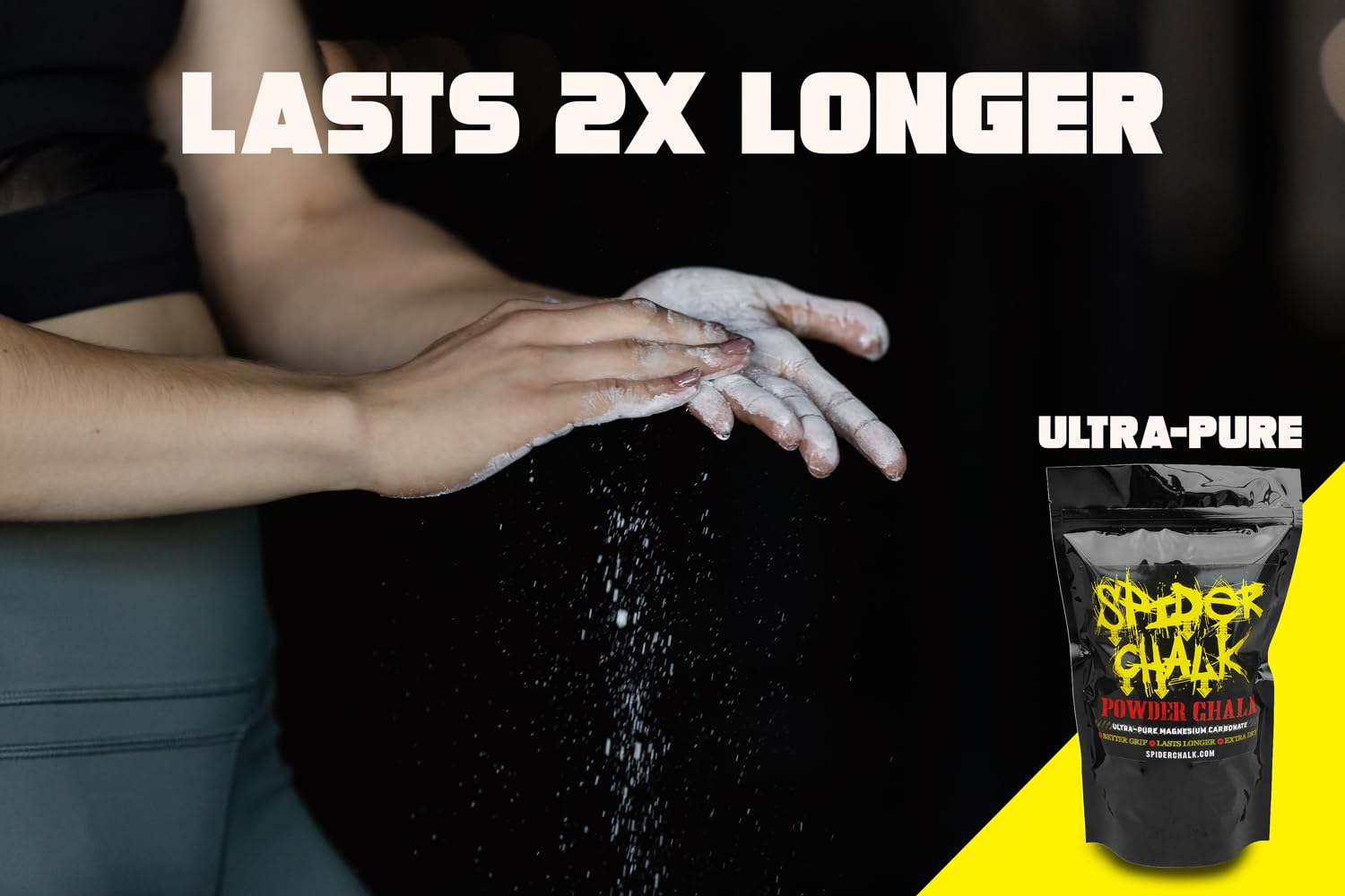 SPIDER CHALK on bar delivering secure grip during lifting
