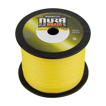 SpiderWire DuraBraid closeup reveals tough braid for abrasion resistance on rocky shore fishing.