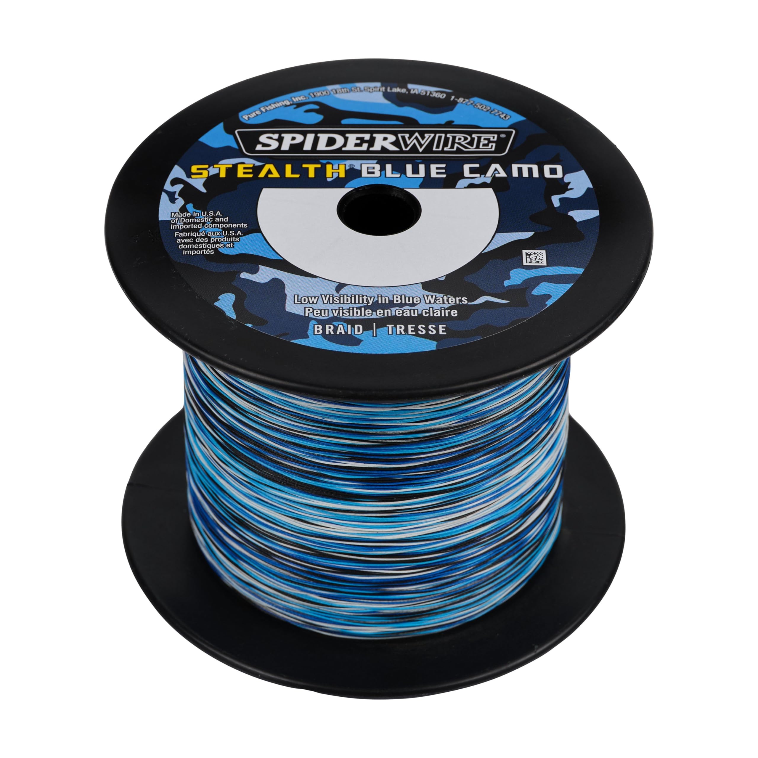 SpiderWire Stealth blue camo braid 65lb closeup shows camouflage for stealth casting