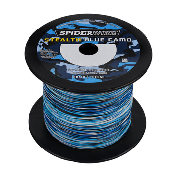 SpiderWire Stealth blue camo braid 65lb closeup shows camouflage for stealth casting