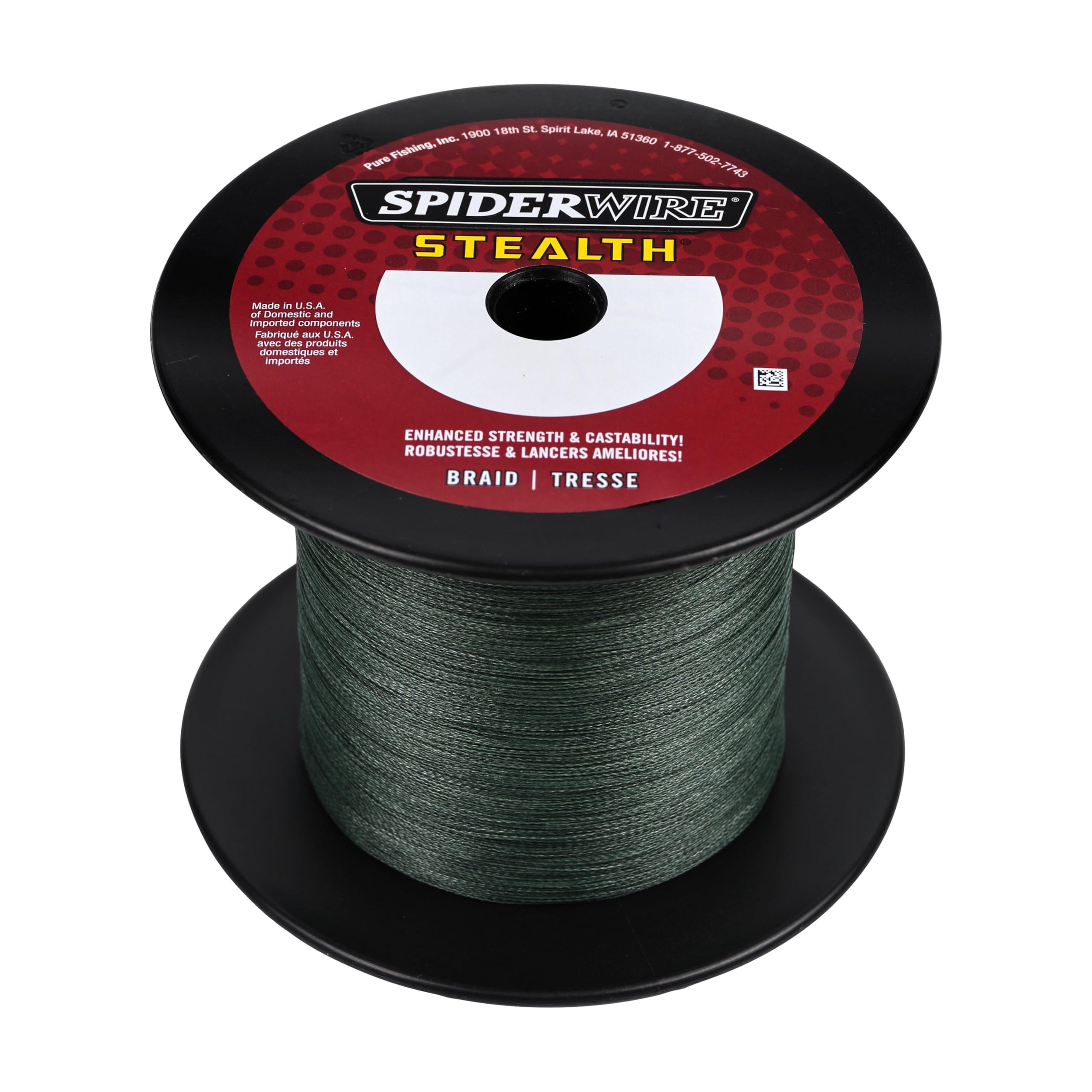 SpiderWire Stealth Braid 1500yards spool showing durable, smooth line for long casts.