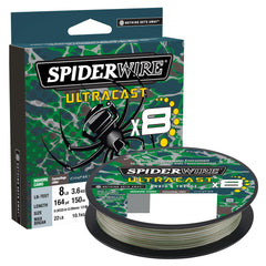 SpiderWire Ultracast braid fishing line with aqua camo shows strike visibility and long casts