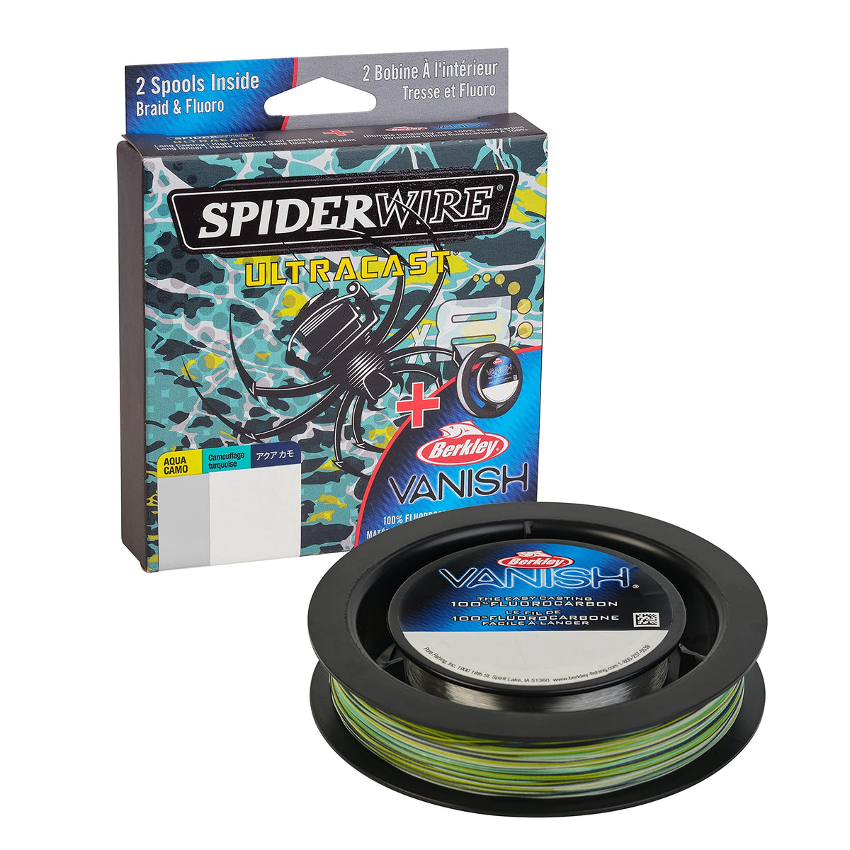 SpiderWire Ultracast braid spool with 164 yards provides strong, long casts.
