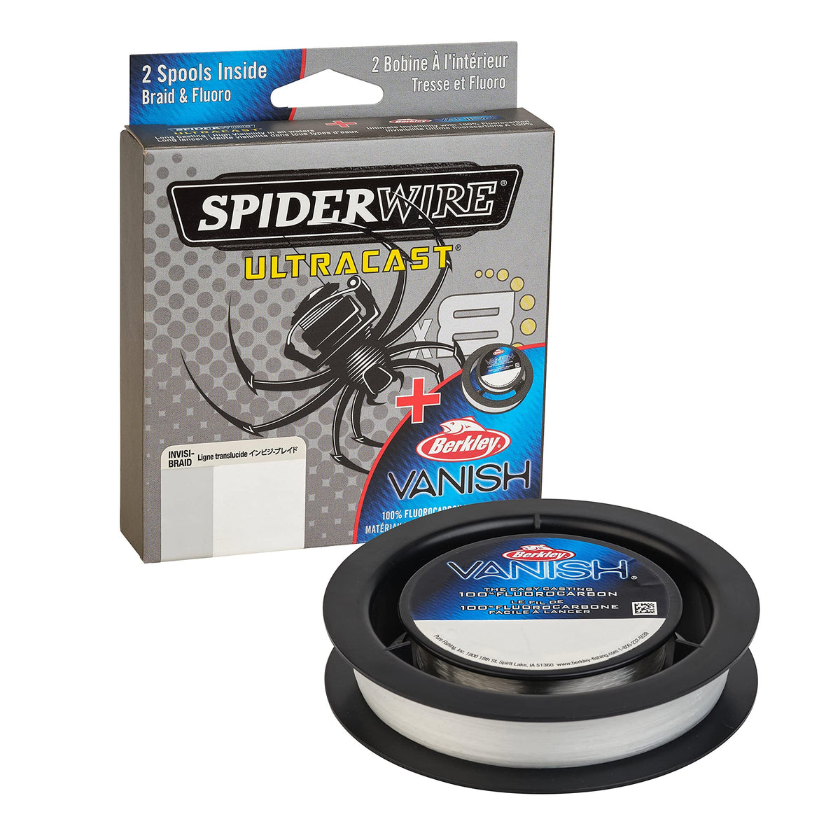 SpiderWire Ultracast braid with Vanish dual spool for near-invisible bait presentation.