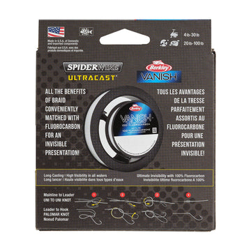 SpiderWire Vanish fluorocarbon leader close-up demonstrates clear, strong performance.