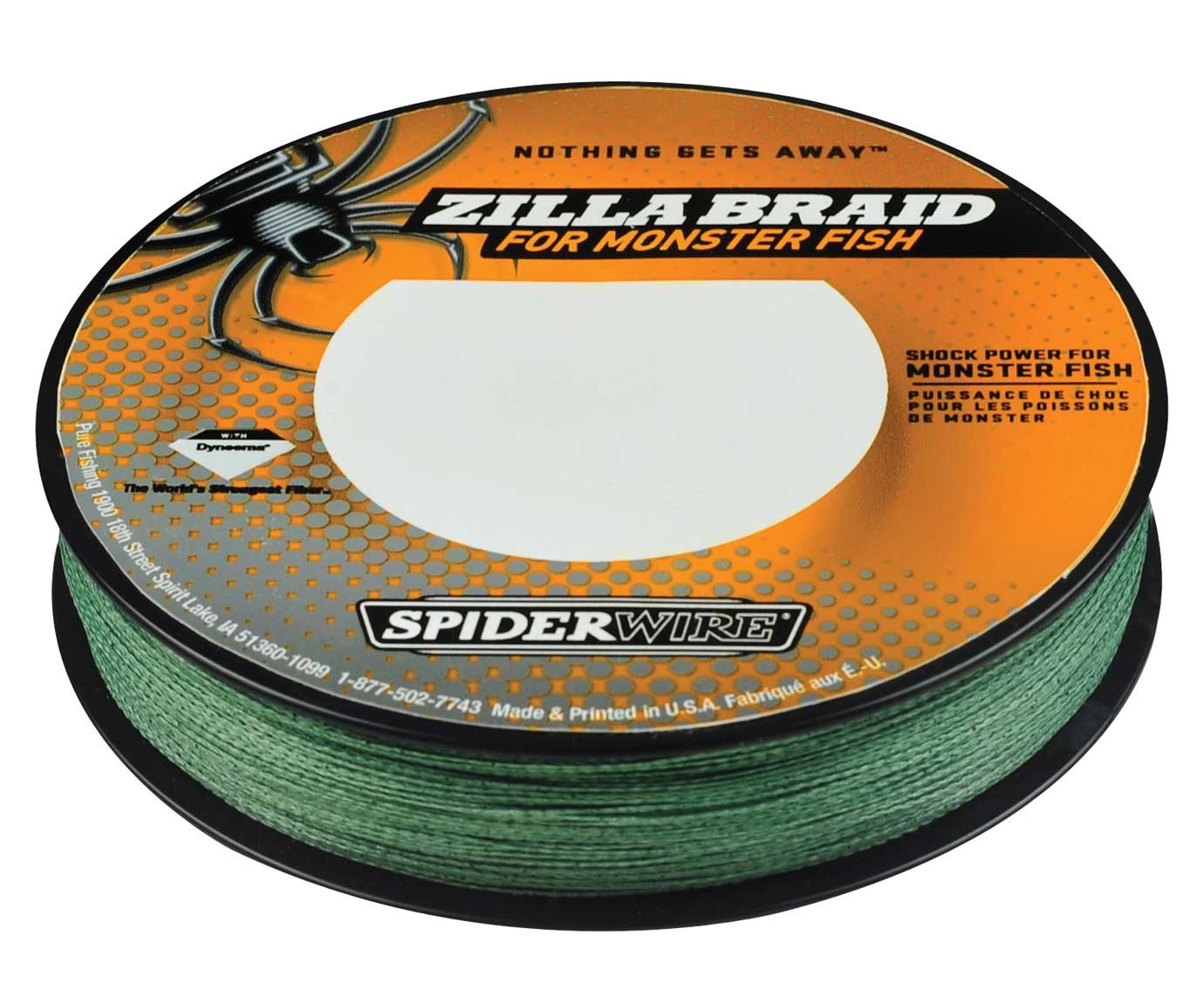 Spiderwire Zilla Braid 40lb moss green spool, ideal for big bass and smooth casting