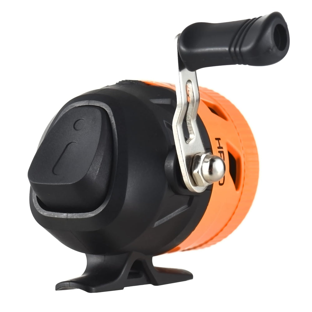 Spincast reel mounted on rod for easy casting