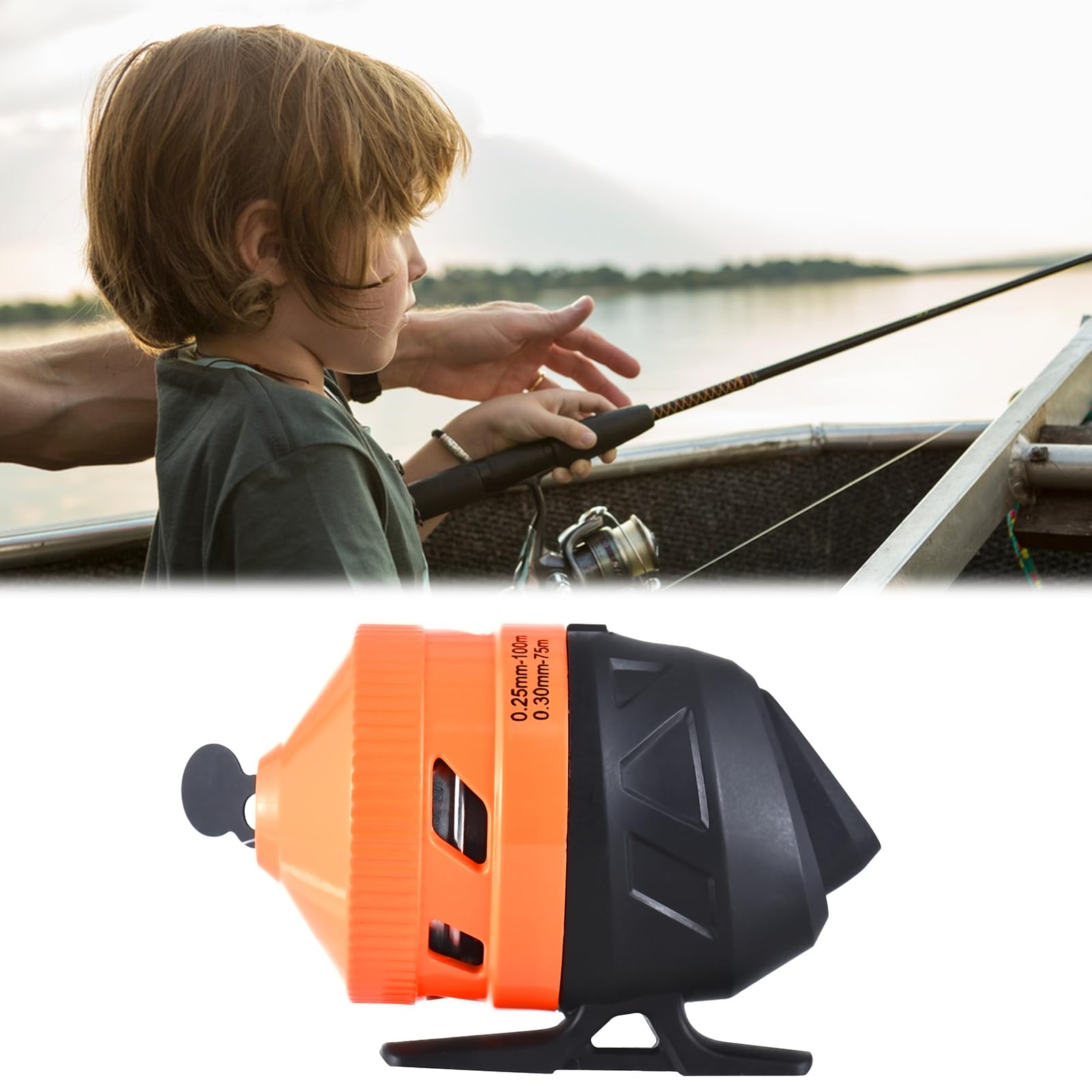 Hands-on view of reel handle and pre-wind line