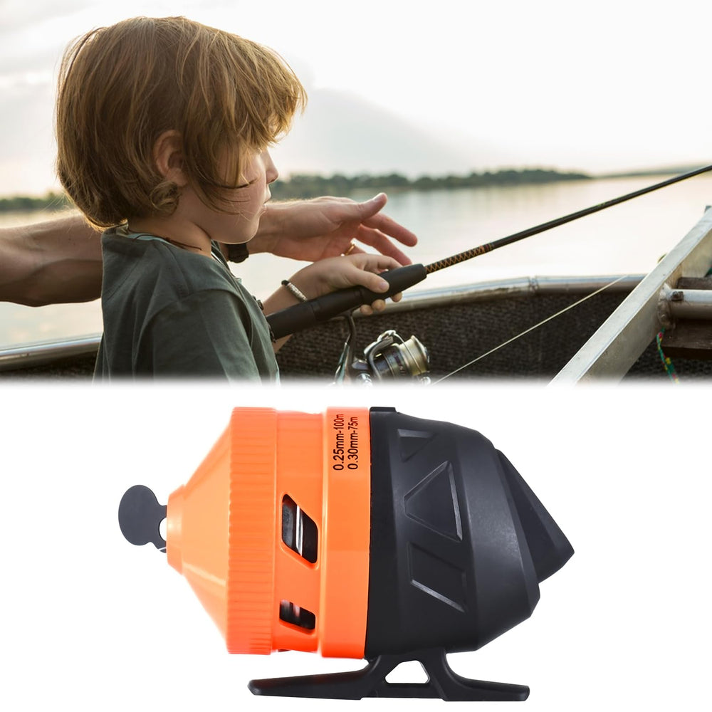 Hands-on view of reel handle and pre-wind line