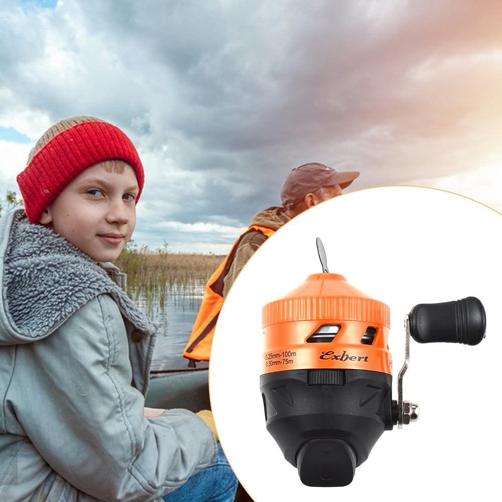 Beginner-friendly spincast reel in orange color