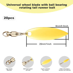 Close-up of 35mm spinner blade with 4mm hole in gold finish