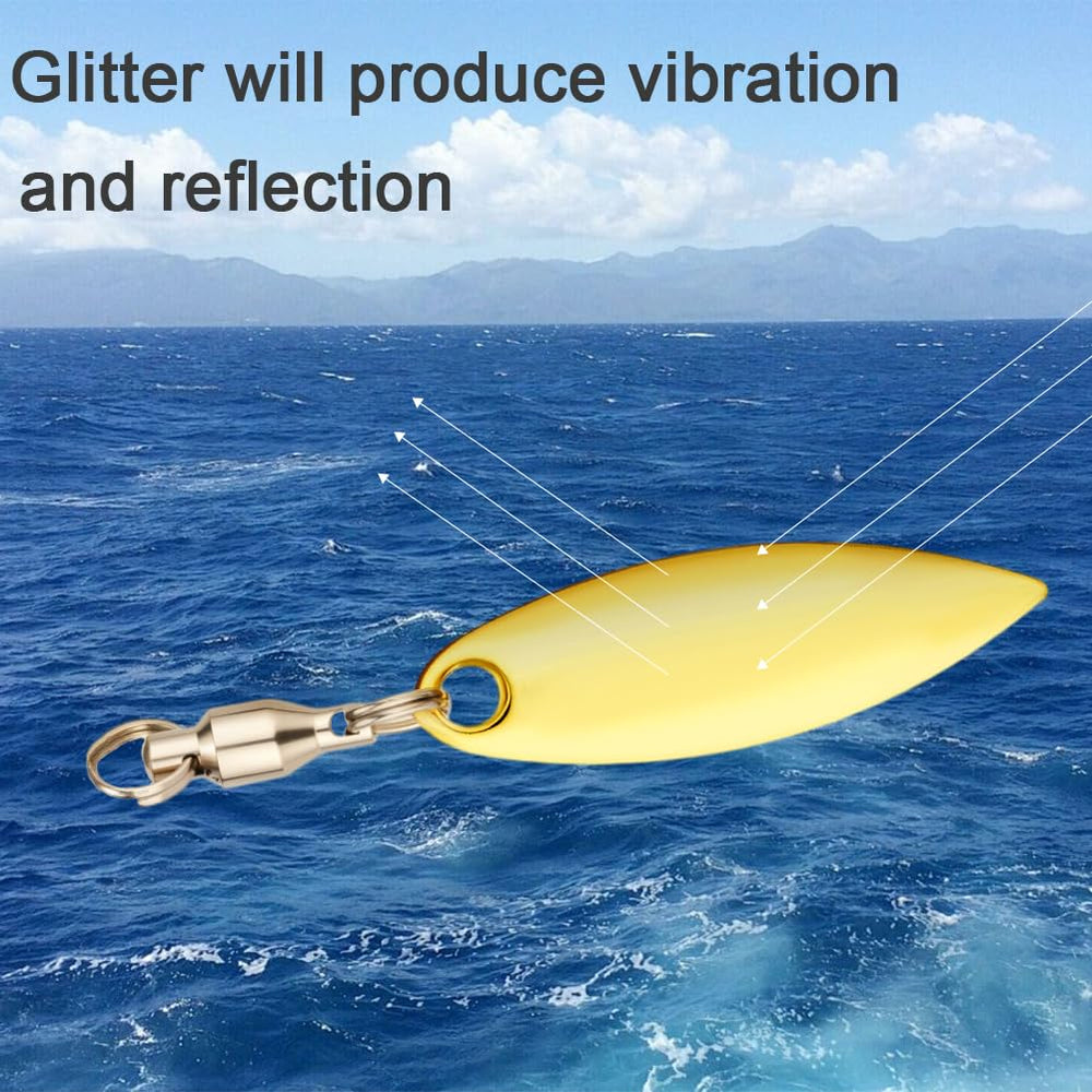 Gold and silver blades reflecting light to attract fish