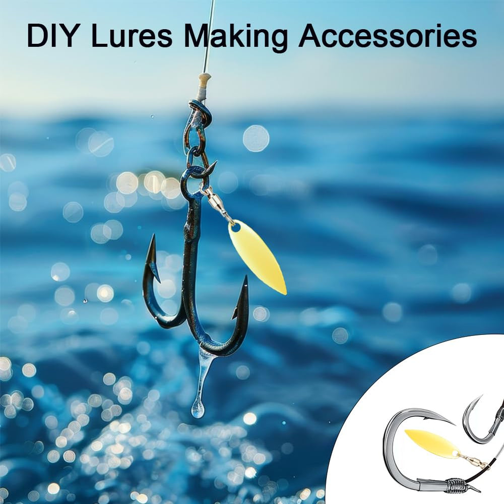 Spinner blade mounted on lure rig for demonstration