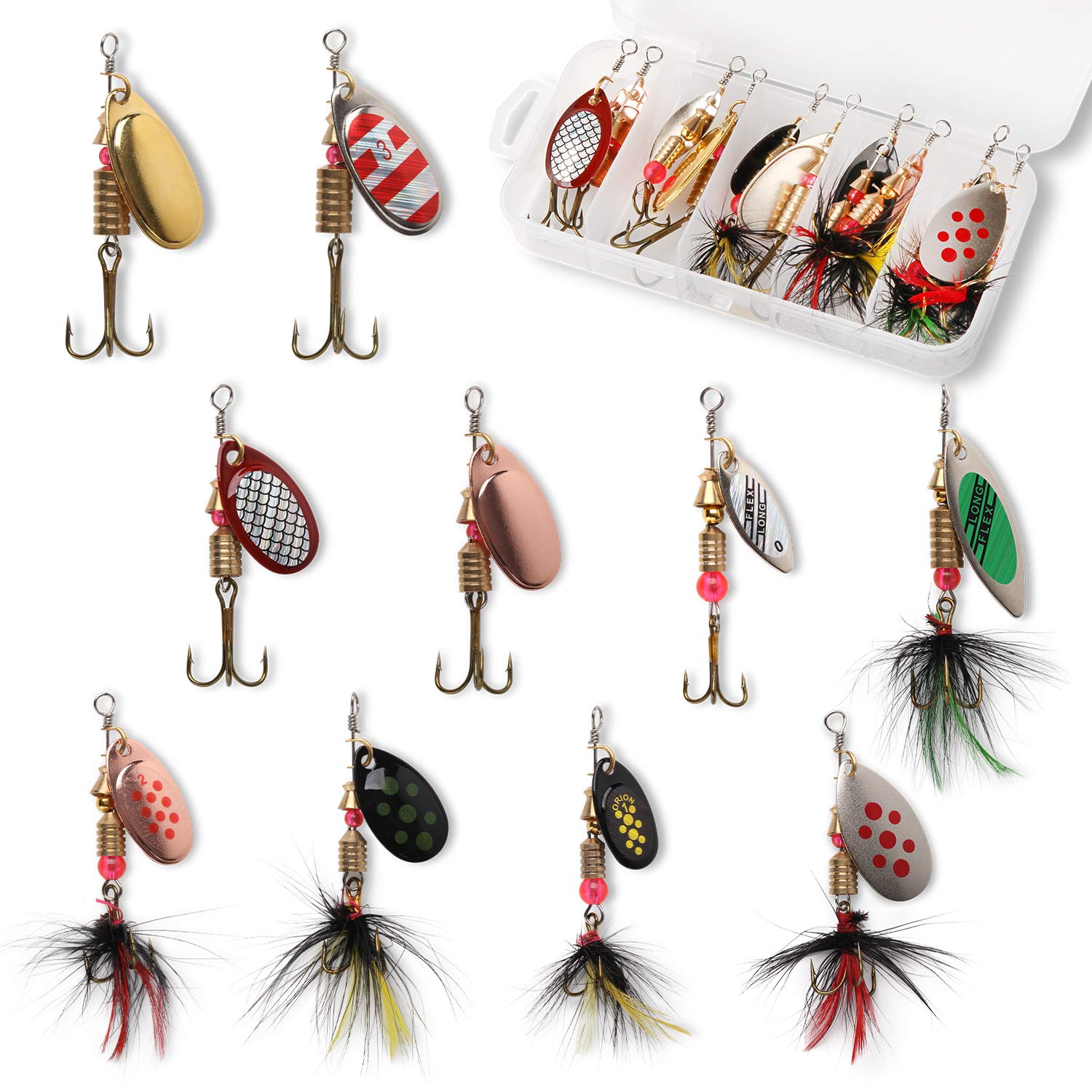 Spinnerbait lure kit with tackle box — full set