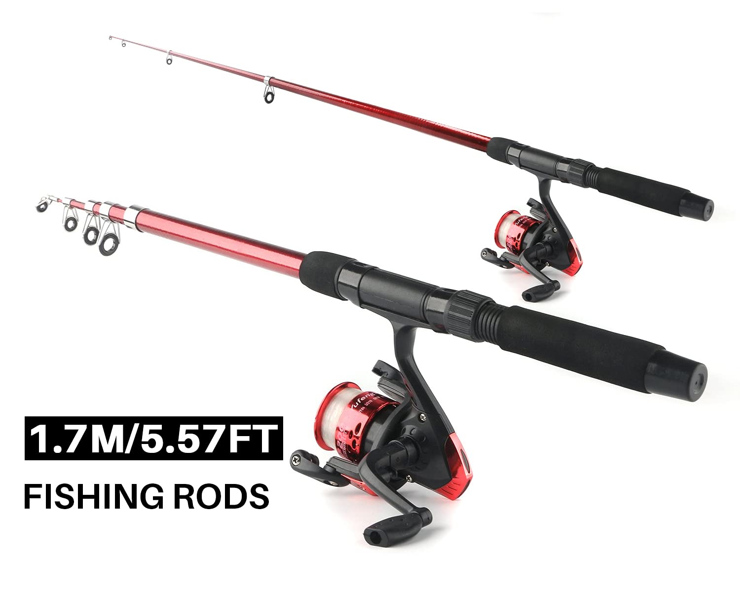Close-up of spinning reels included in the kit